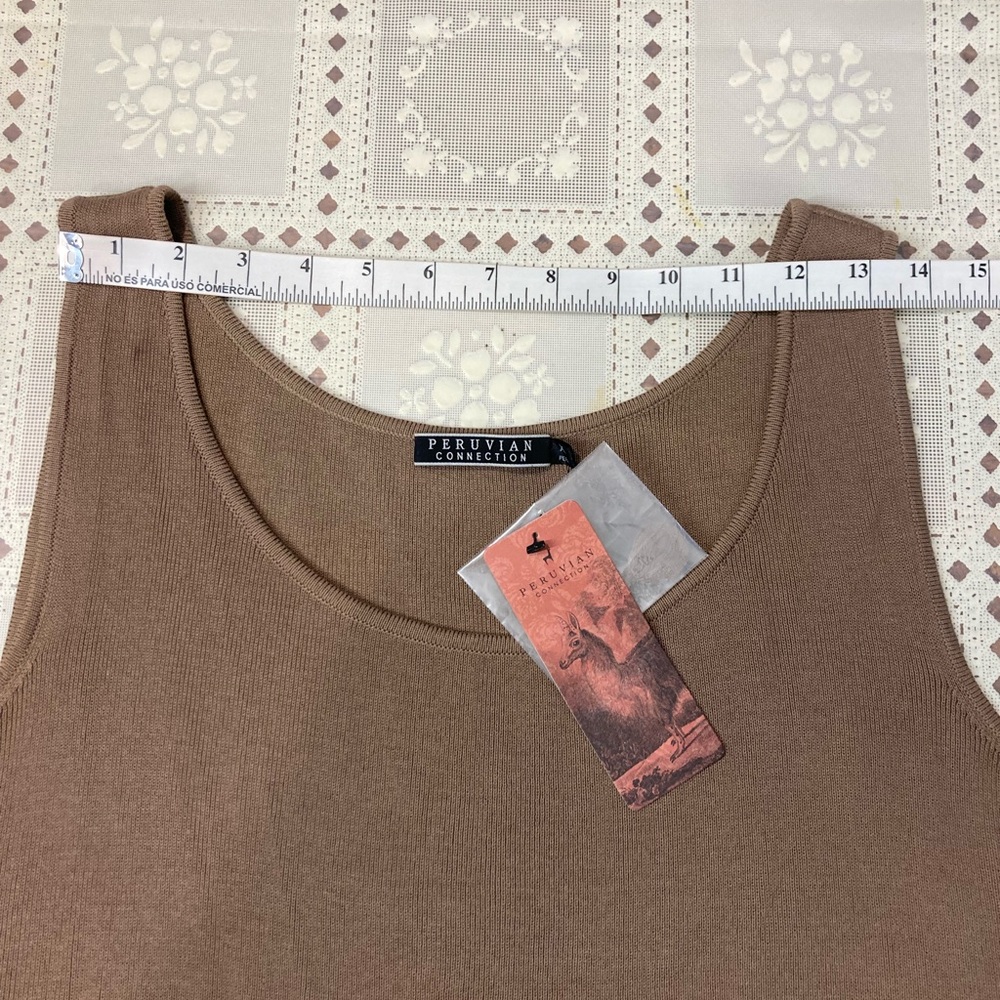 Peruvian Connection Women's Brown Fitted Sleeveless Tank Top Size XL NWT - Picture 8 of 10